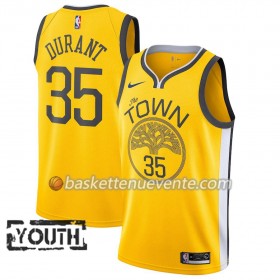 Maillot Basket Golden State Warriors Kevin Durant 35 2018-19 Nike Jaune Swingman - Enfant